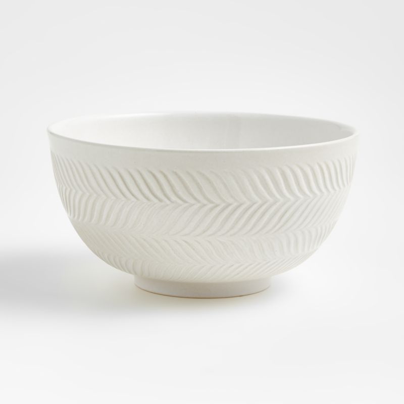 Fern Mid-Century Modern Medium White Ceramic Mixing Bowl + Reviews | Crate & Barrel | Crate & Barrel