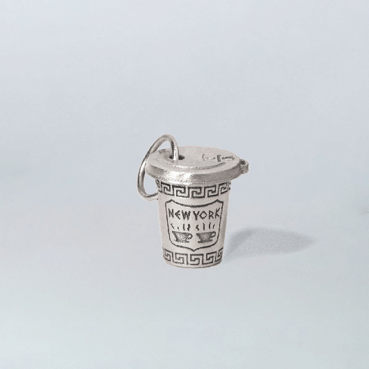 New York Coffee Cup Charm, Silver | Catbird