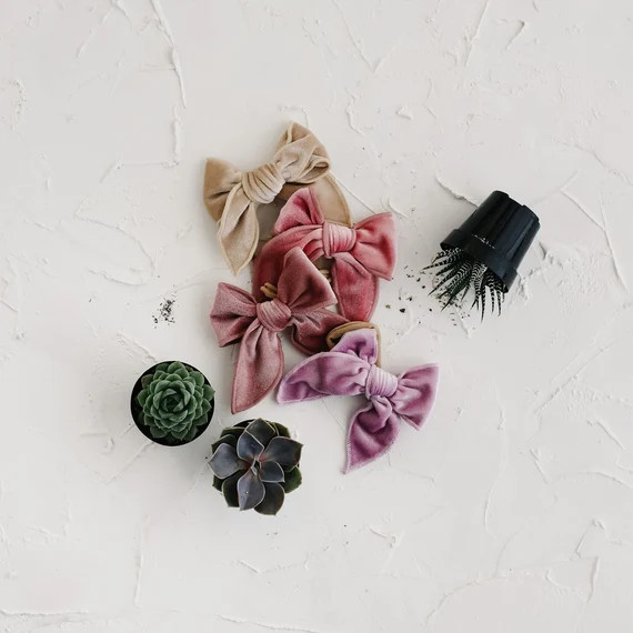 Edged Velvet Bows Serged Bow Classy Bow Little Girl Hair | Etsy | Etsy (US)