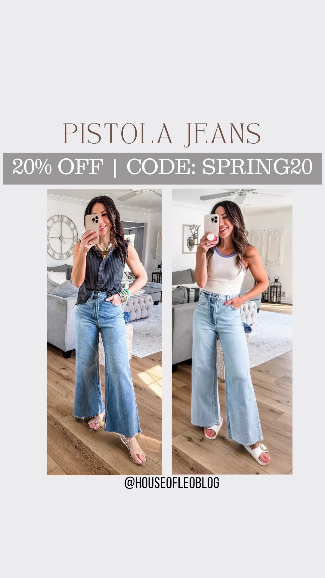 Pistola jeans code: SPRING20. I sized up to a 26. Wide leg jeans.

#LTKPetite #LTKSaleAlert #LTKOver40