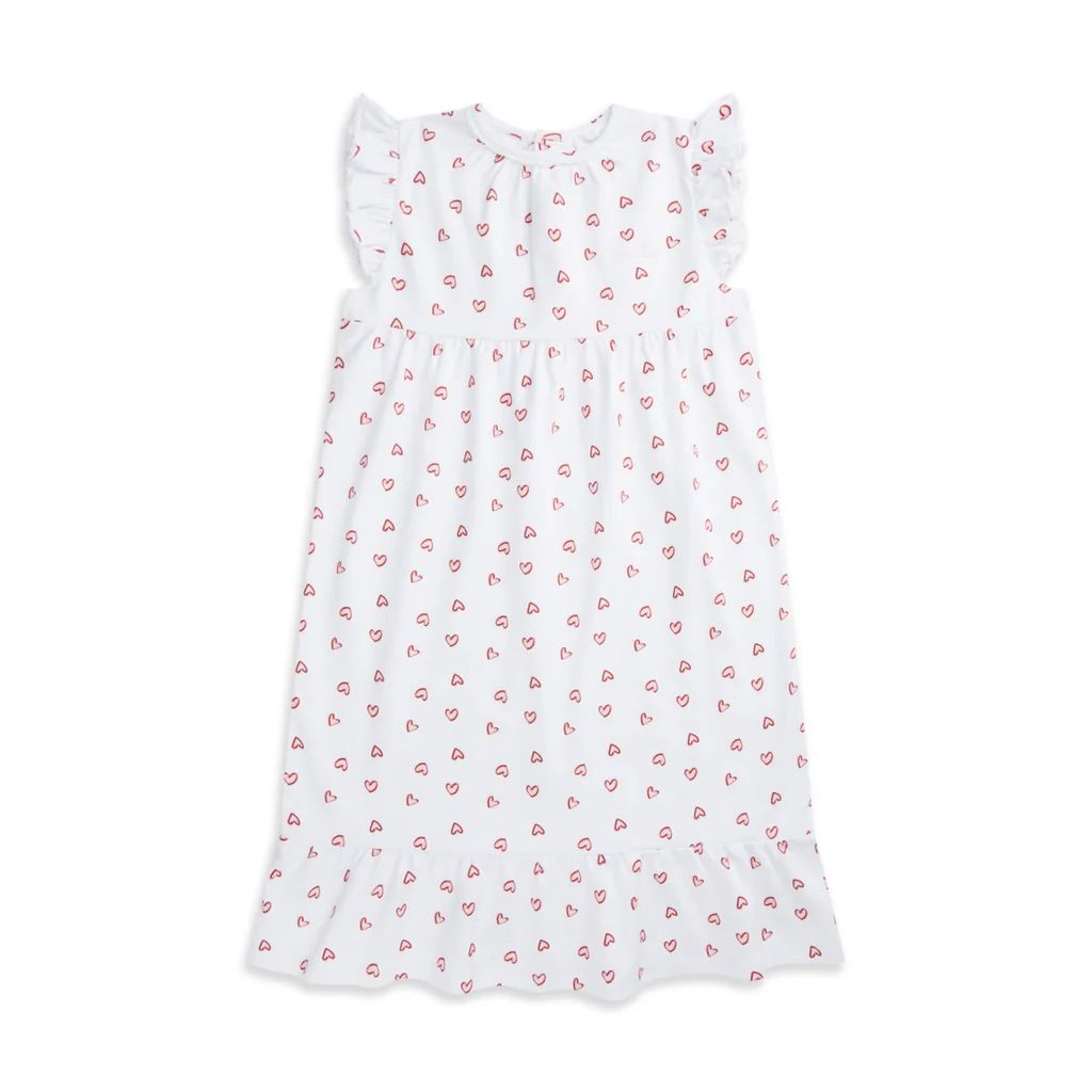 Heart Print Organic Cotton Nightgown In White & Pink | Over The Moon