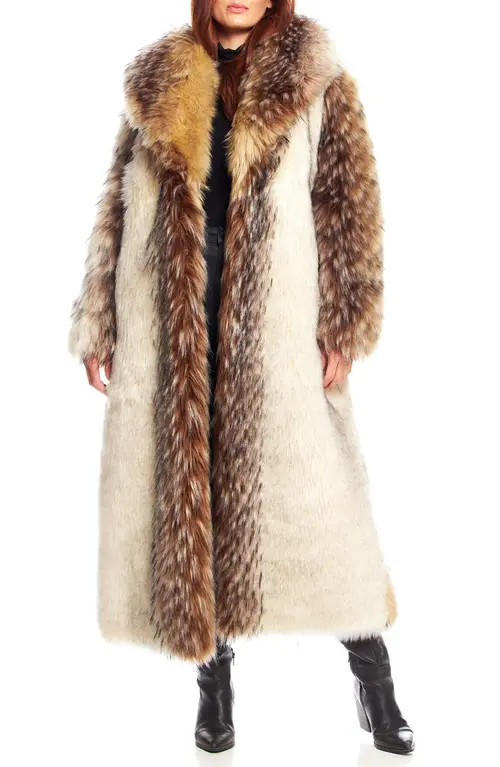 DONNA SALYERS FABULOUS FURS Longline Faux Fur Coat in Arctic Wolf at Nordstrom, Size Small | Nordstrom