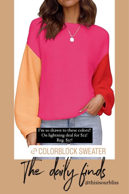 Color block sweater for fall! Several colors available and on lightning deal! Amazon fashion finds!

#LTKSeasonal #LTKunder50 #LTKsalealert