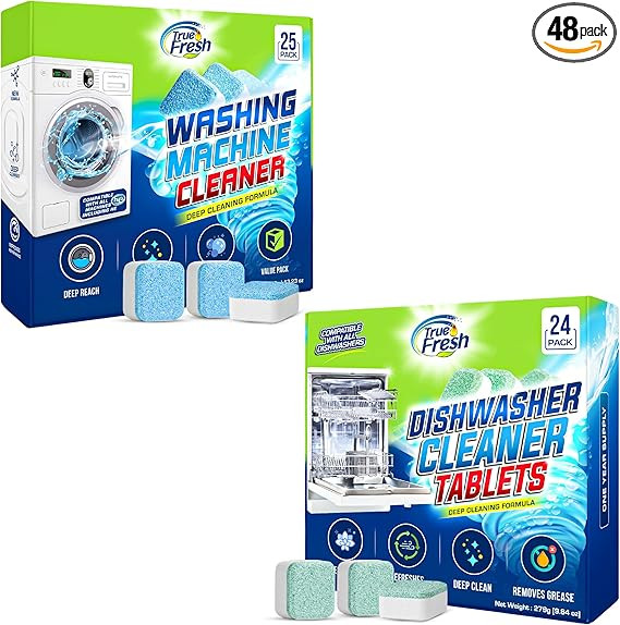 Washing Machine & Dishwasher Cleaner Tablets - 48-Pack Bundle Compatible with Front Loader Top Lo... | Amazon (US)
