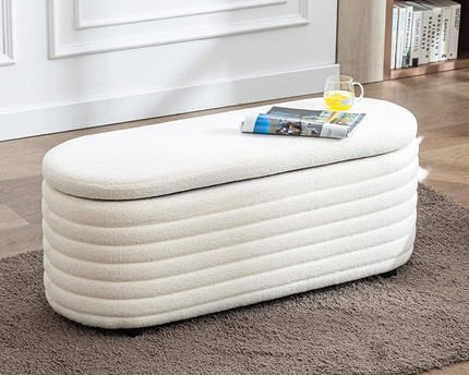 Click for more info about DM Furniture DM-Furniture Storage Ottoman Bench Upholstered Fabric Storage Bench End of Bed Stool...