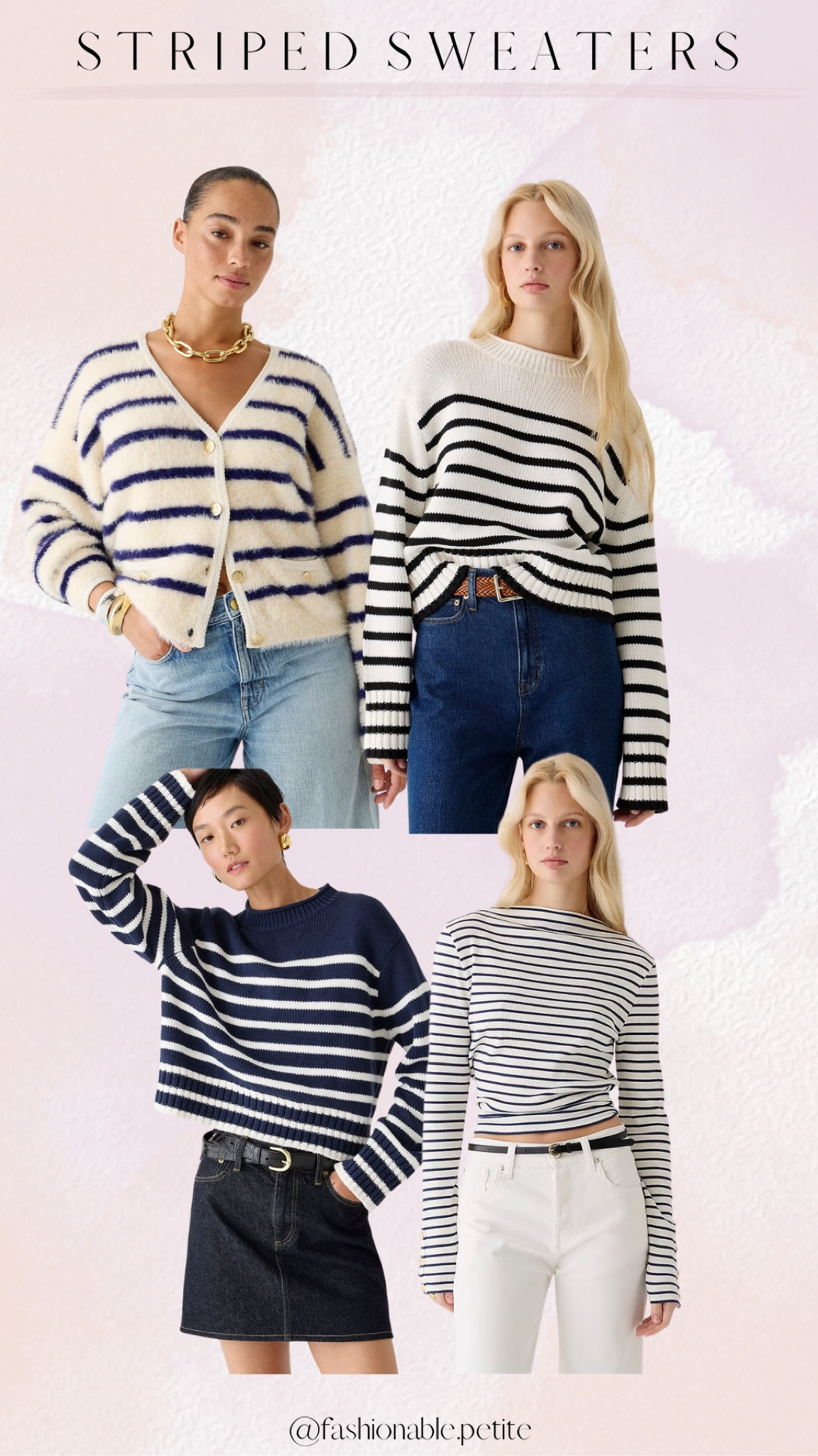 Striped sweaters from J. crew. Classic and easy styles to elevate your wardrobe. 
Striped sweater. Winter sweater. Casual outfit. Stripes. Preppy. J. Crew 