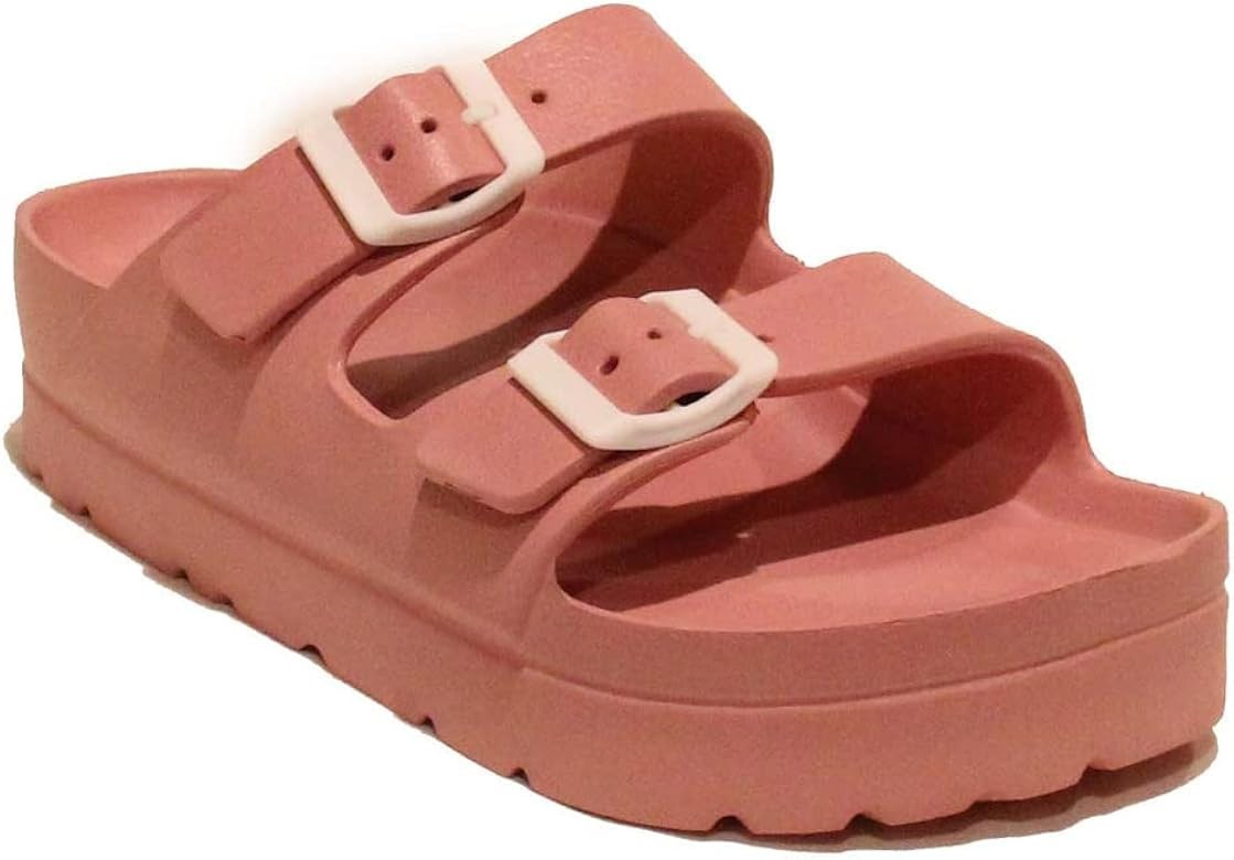 H2K Women's Lightweight Comfort Slides Adjustable Double Buckle Platform Sandals Buddy2 | Amazon (US)