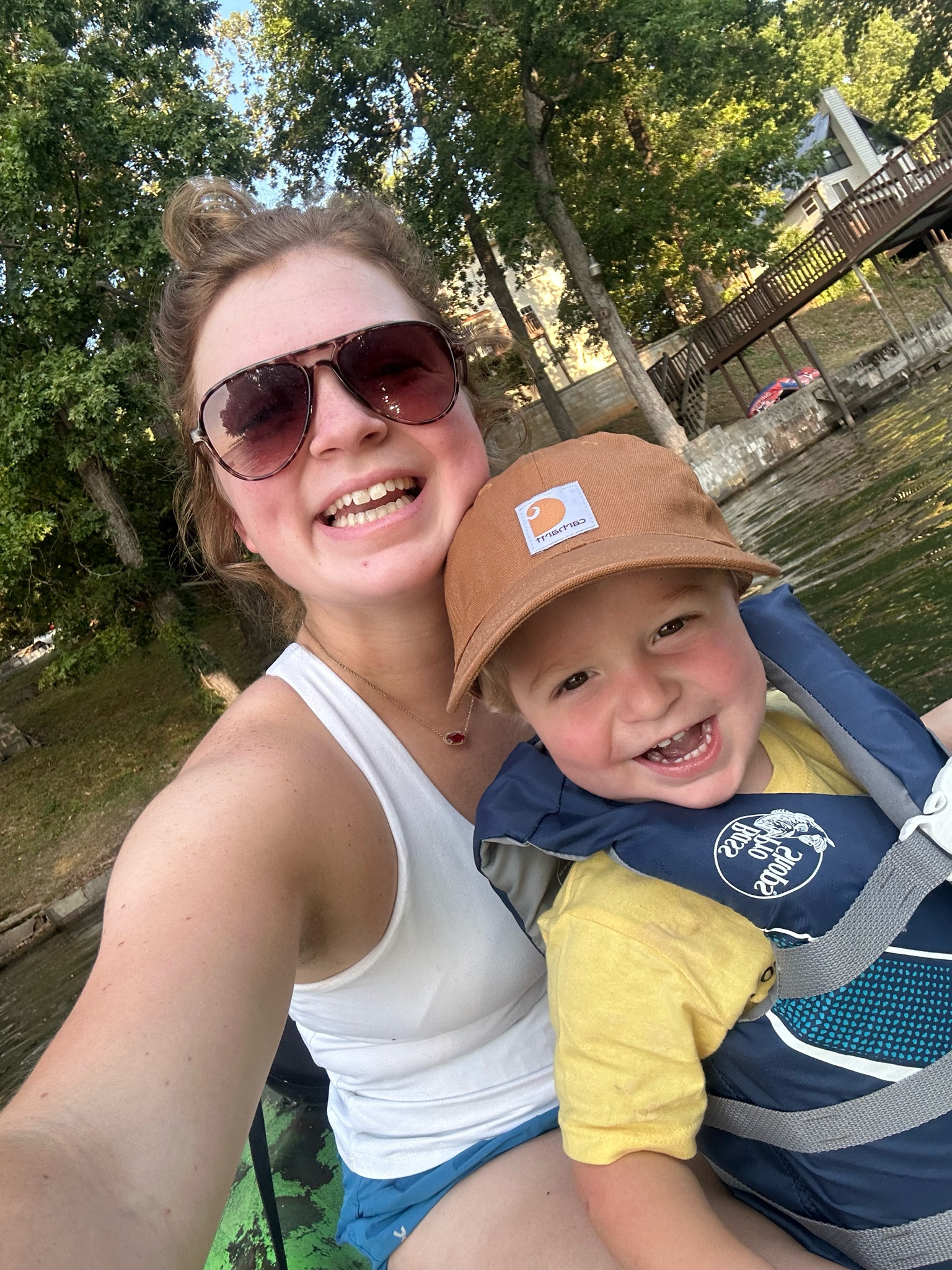 The cutest little boy in his little Cabela’s fit 🥹 carhartt hat is kid’s size one size fits most! Not the baby size! Life jacket is an upgrade and is for infant/children 33-55 lbs! Glasses are shein 😋

#LTKSwim #LTKFindsUnder50 #LTKKids
