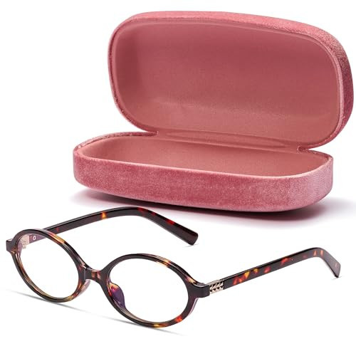 livho Blue Light Glasses for Women – Y2K Aesthetic Edgy Oval, Round Frame with Blush Pink Case, 90s Vibe for Screen Time Blue Light Blocking | Amazon (US)