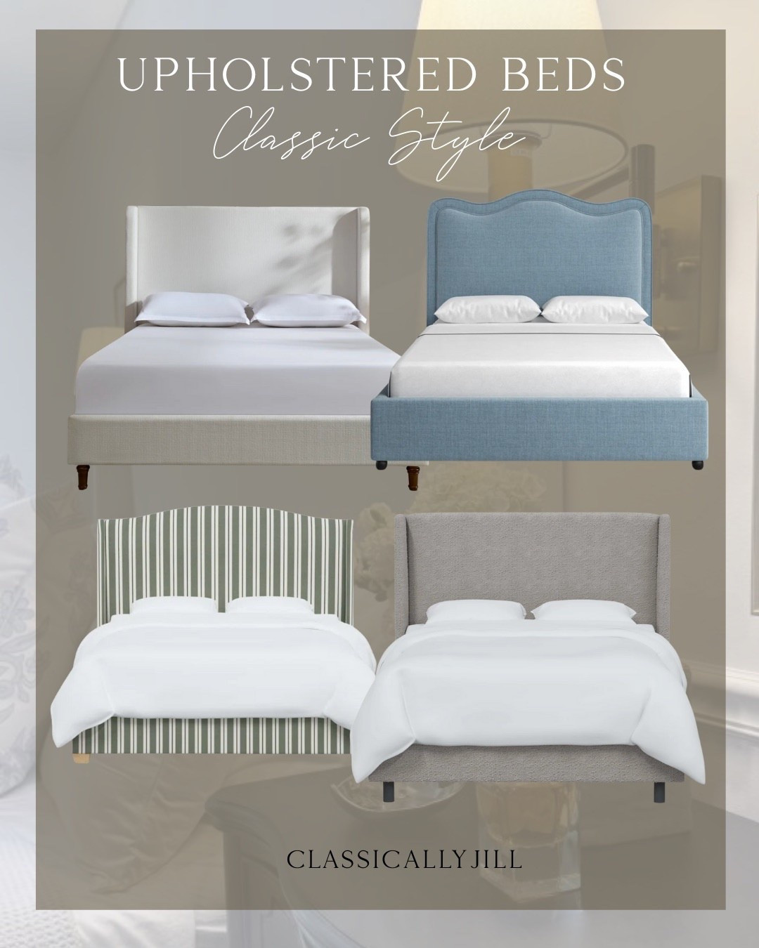Upholstered beds, Wayfair beds, classic style, striped headboard, striped bed, wingback headboard

#LTKHome