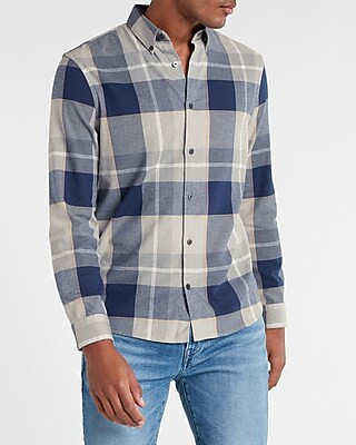 Slim Plaid Stretch Flannel Shirt | Express