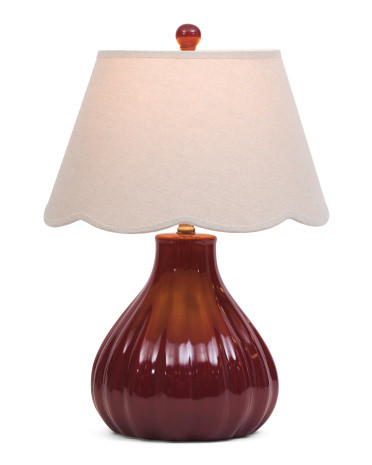 22in Ceramic Teardrop Table Lamp With Scalloped Shade | Marshalls