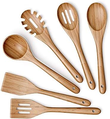 Greener Home Wooden Kitchen Utensils Set - 6 Piece Non-Stick Bamboo Wooden Utensils for Cooking -... | Amazon (US)