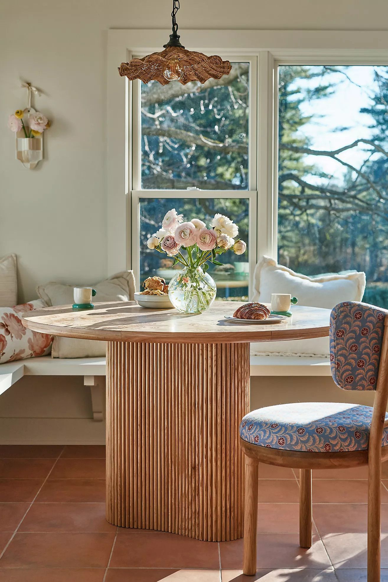 Scout Round Fluted Pedestal Burl Wood Dining Table | Anthropologie (US)