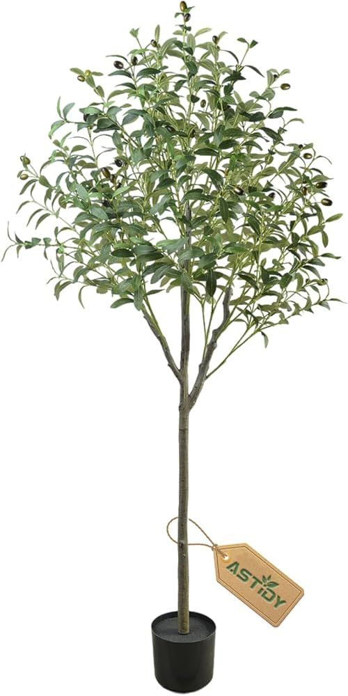 ASTIDY Artificial Olive Tree - 5FT Tall Fake Olive Tree Potted - Faux Olive Branches and Fruits S... | Amazon (US)