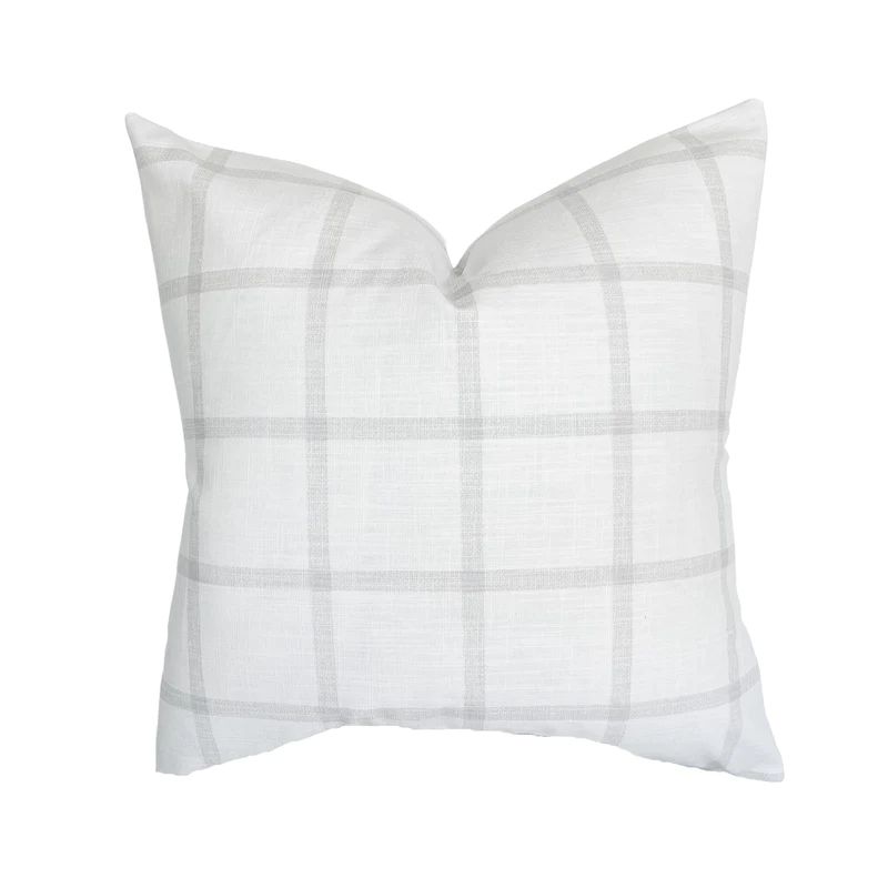 Reese | Ivory Gray Windowpane Pillow Cover | Linen & James