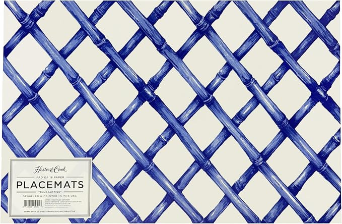 Disposable Paper Placemats for Dining Table - Lattice Navy Cross Check Pattern Place Mats for Par... | Amazon (US)