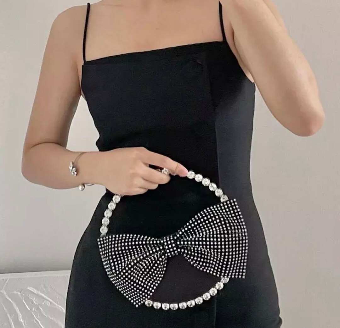 Crystal Clutch Bow Clutch Black Clutch Evening Clutch Evening Accessory Bag | Etsy (US)
