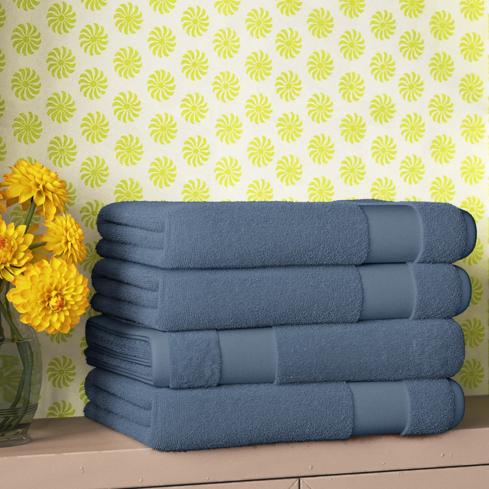 Berner 100% Cotton Bath Towel Set (Set of 4) | Wayfair North America