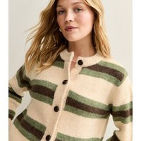 Women's Cream Striped Long Sleeve Cardigan New Look | New Look (UK)