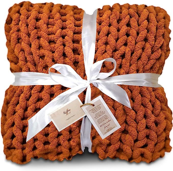 Kaffrey - Chenille Chunky Knit Blanket, Luxury Hand-Knitted Yarn Throw Blanket, Soft Throw Blanke... | Amazon (US)