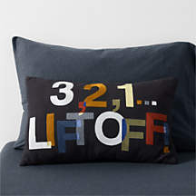Smithsonian "321 Lift Off!" Embroidered Kids Throw Pillow + Reviews | Crate & Kids | Crate & Barrel