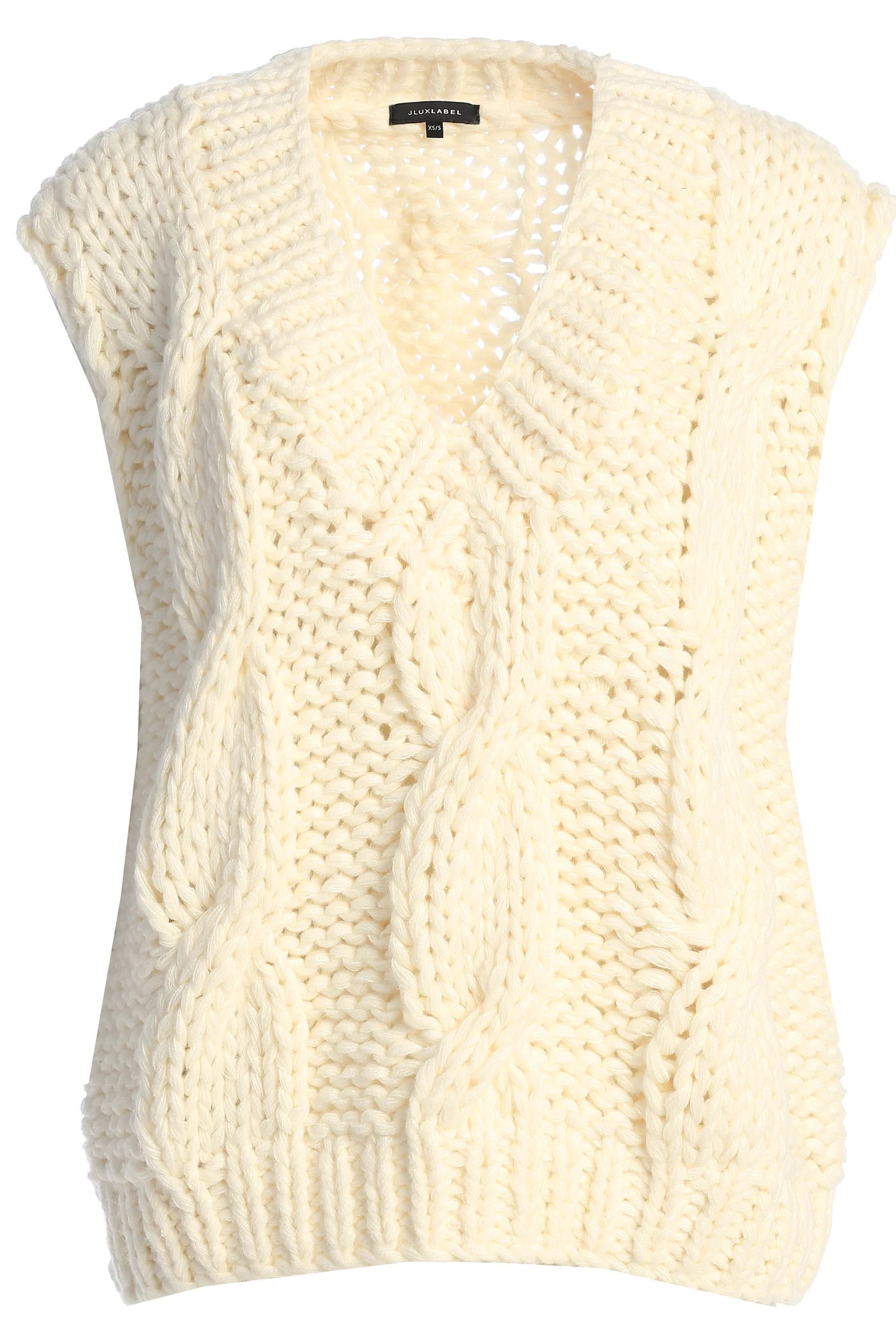 Ivory Mari Cable Knit Vest | JLUXLABEL