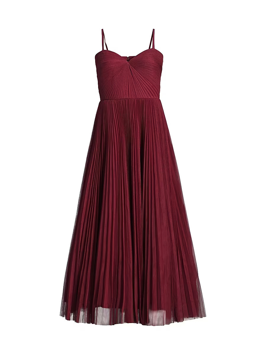 Women's Virginia Pleated Tulle Gown - Pomegranate - Size 14 | Saks Fifth Avenue