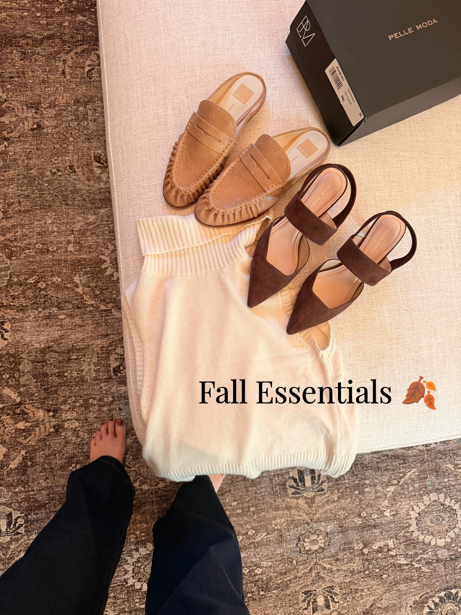 I am loving these fall essentials for my wardrobe! This sleeveless cashmere sweater is so insanely comfortable in a great way to transition from the summer into the fall 🍂 These Dolce Vita tan leather mules I will be LIVING in 👌🏻 Have I mentioned how comfy my dark Palazzo @Ruti jeans are?! ✨😍

#LTKgrwm #LTKootd #LTKSeasonal