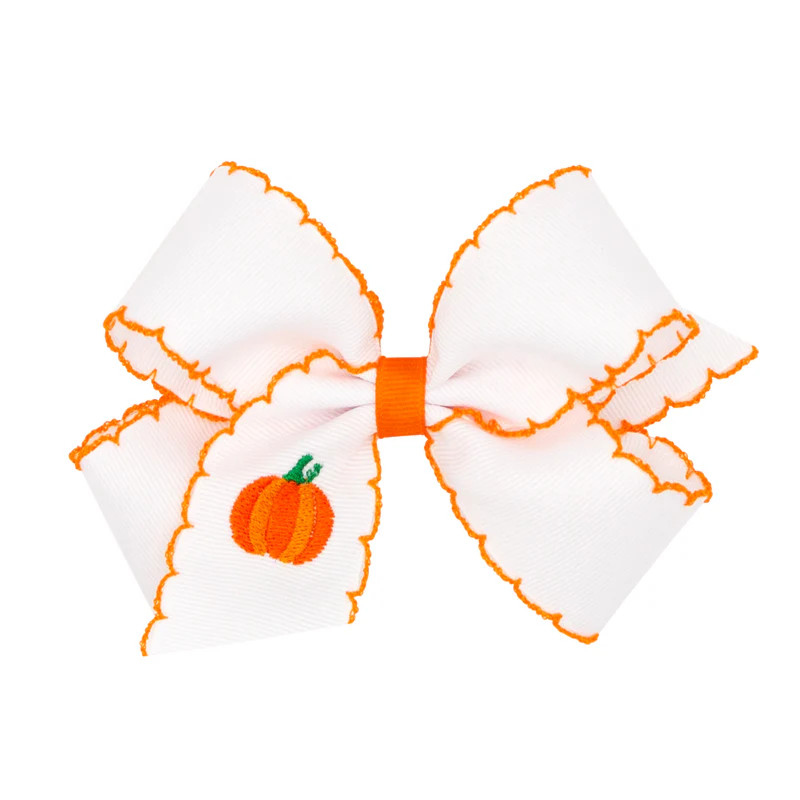 Pumpkin Embroidered Moonstitch Bow | Classic Whimsy