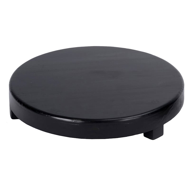 Black Wood Round Riser, 12" | At Home