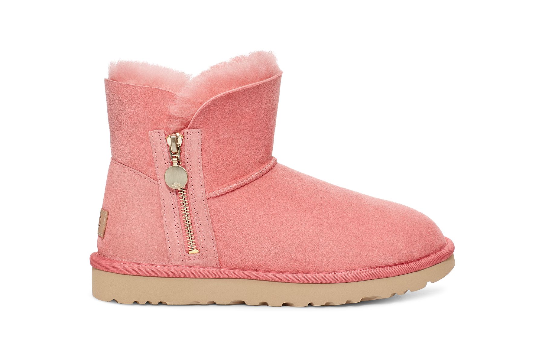 UGG Women's Bailey Zip Mini Sheepskin Classic Boots in Pink Blossom, Size 6 | UGG (US)