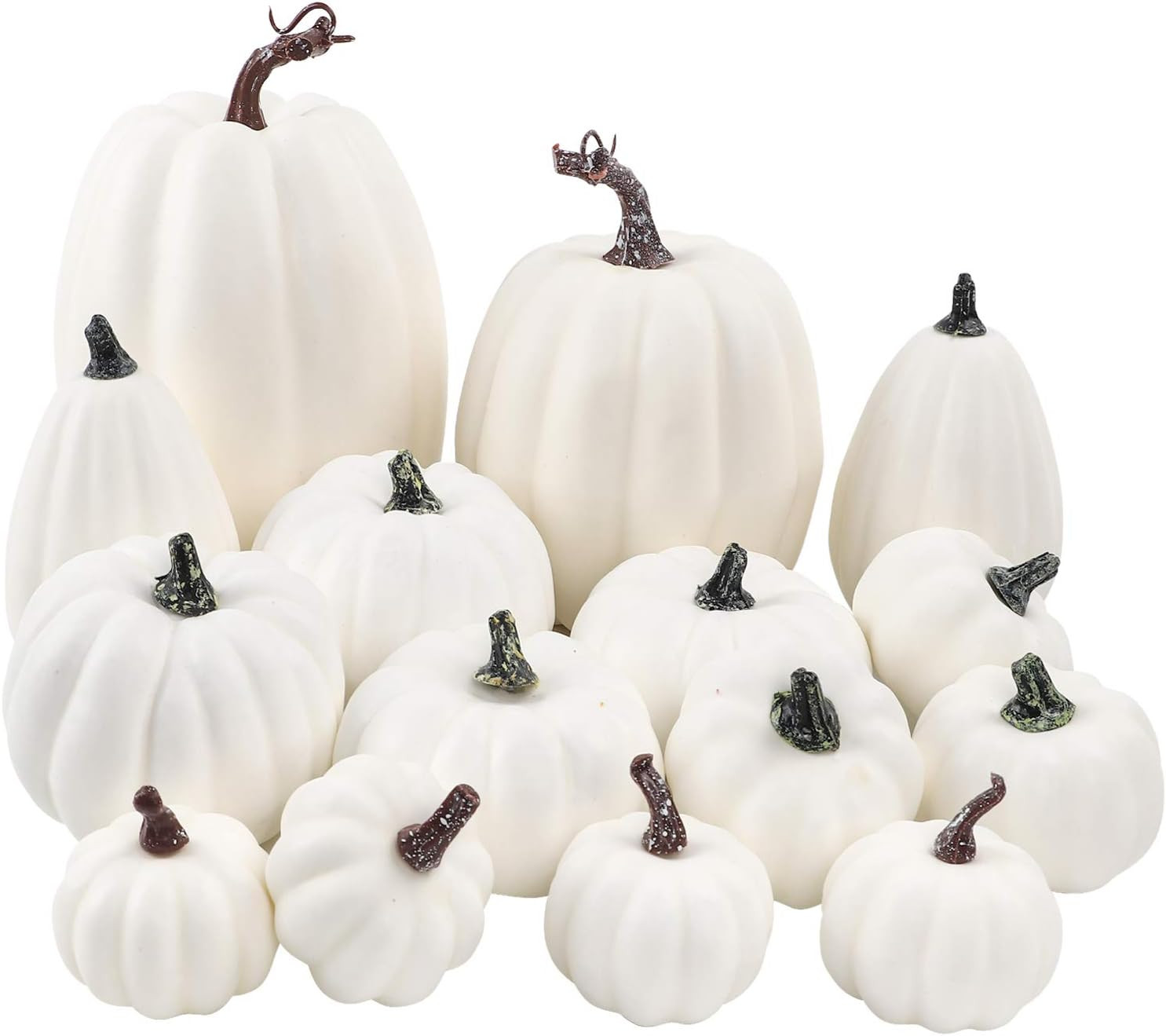 FUNARTY 16pcs Artificial White Pumpkin Harvest Pumpkin for Fall Party Thanksgiving Decoration | Amazon (US)