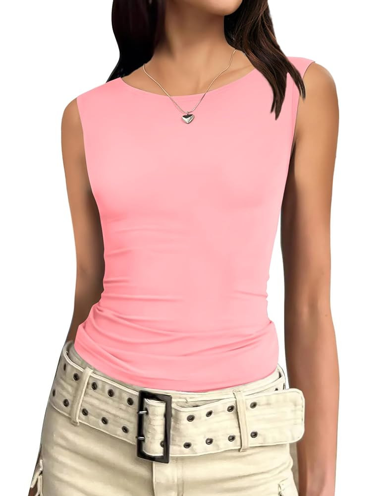 Zeagoo Women's Going Out Tops Slim Fit Sleeveless Crop Tank Tops Crew Neck Sexy Basic Tee 2025 Y2... | Amazon (US)