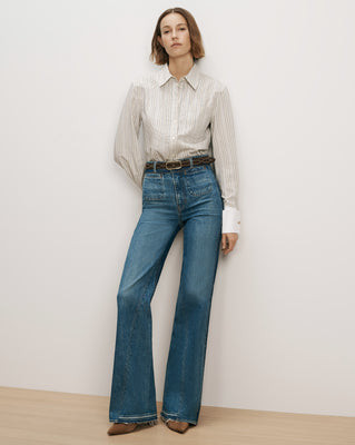 Veronica Beard Crosbie Color-Block Slim Wide-Leg Jean Hall Of Fame | Veronica Beard