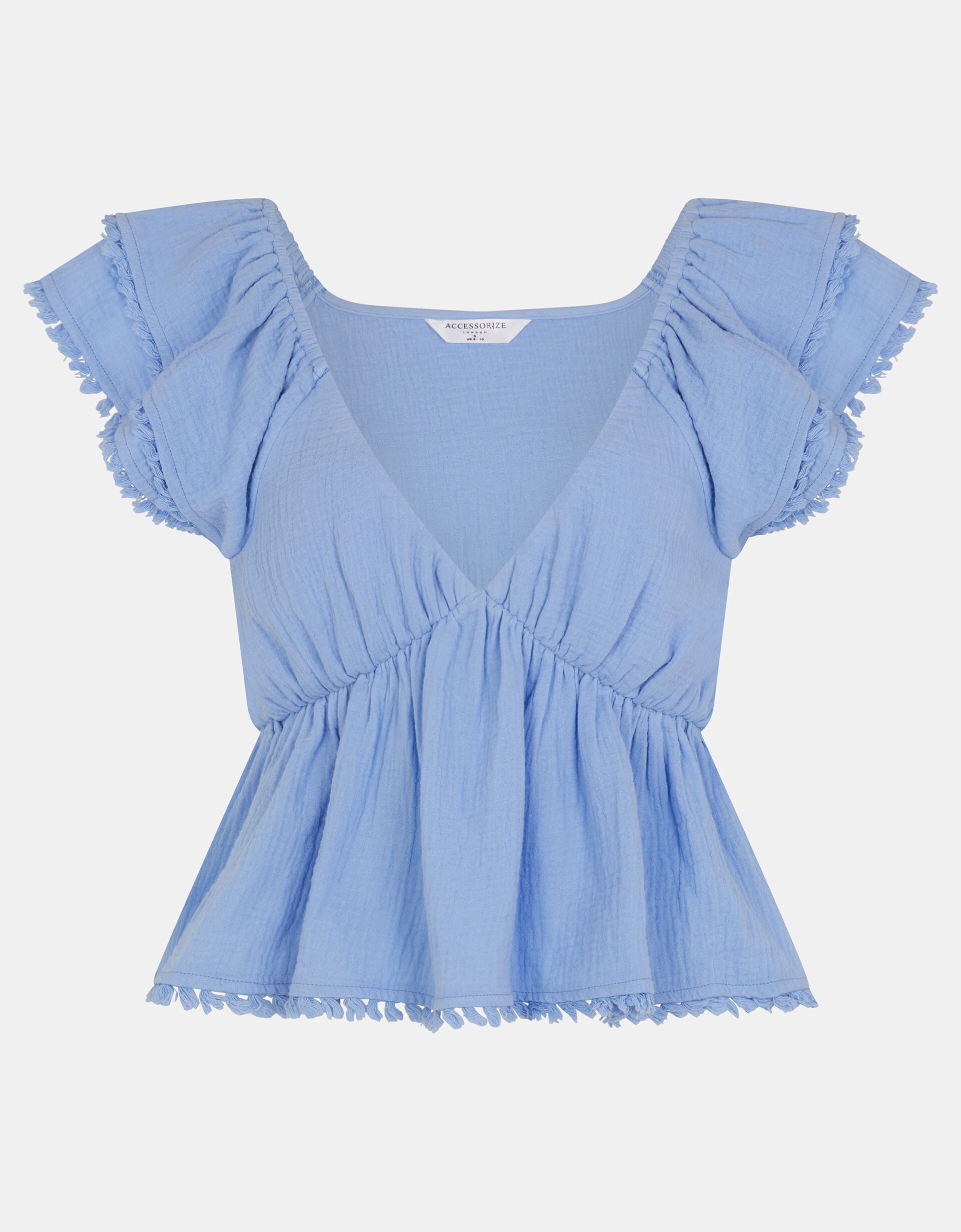 Sleeveless Frilly Tassel Top Blue | Accessorize (Global)