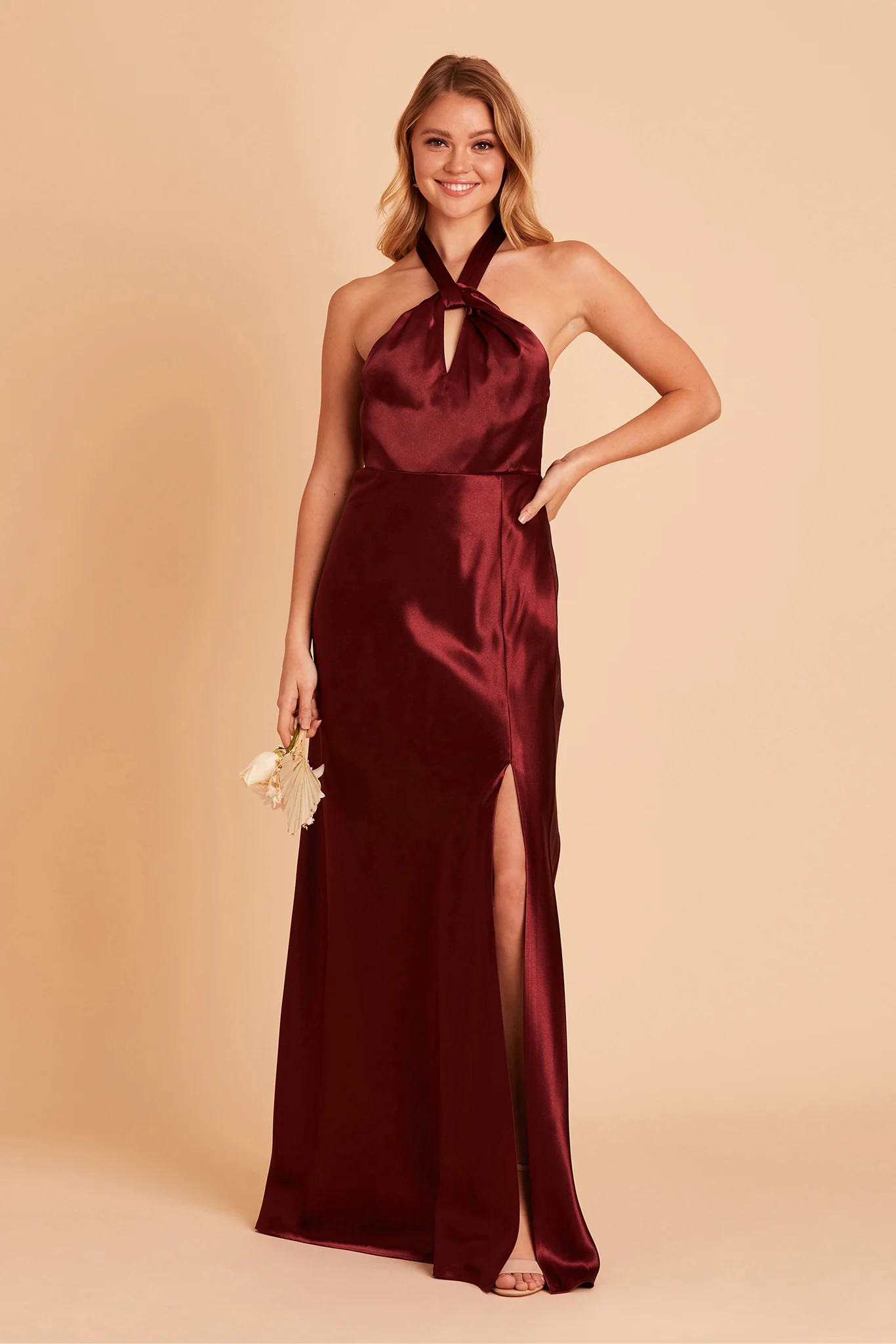 Monica Satin Dress - Cabernet | Birdy Grey