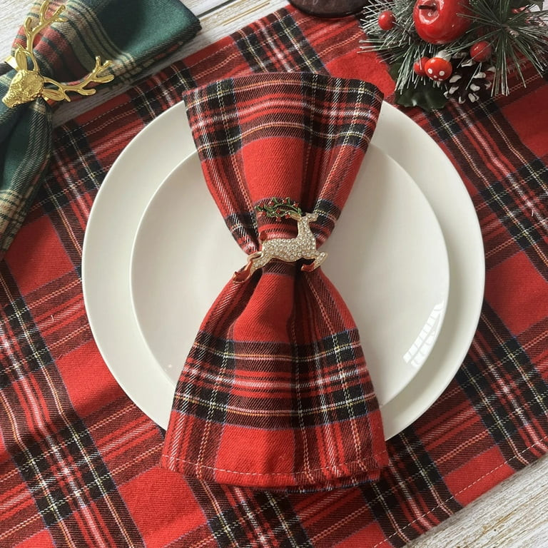 4PCS Christmas Red Green Cloth Napkins Scottish Tartan Plaid Placemats New Year Xmas Decorative F... | Walmart (US)