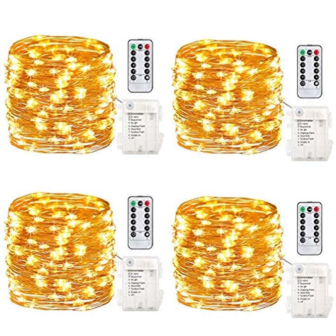 GDEALER 4 Pack Fairy Lights Halloween String Lights Battery Operated Waterproof 8 Modes Remote Contr | Amazon (US)