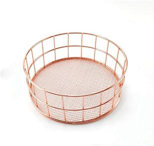 GYY Round Desktop Metal Storage Basket Storage Box Iron Grid Storage Tray Net Bins golden Rose Go... | Amazon (US)