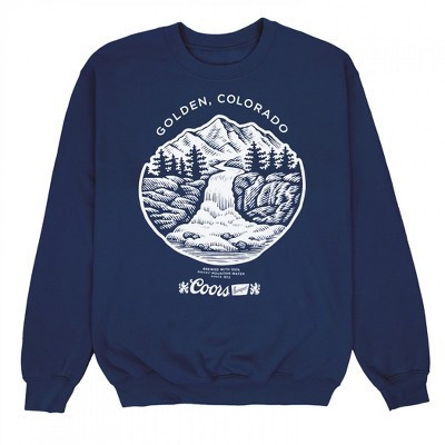 Mens Coors Banquet Waterfall Golden Colorado Crewneck Sweatshirt - Small | Target