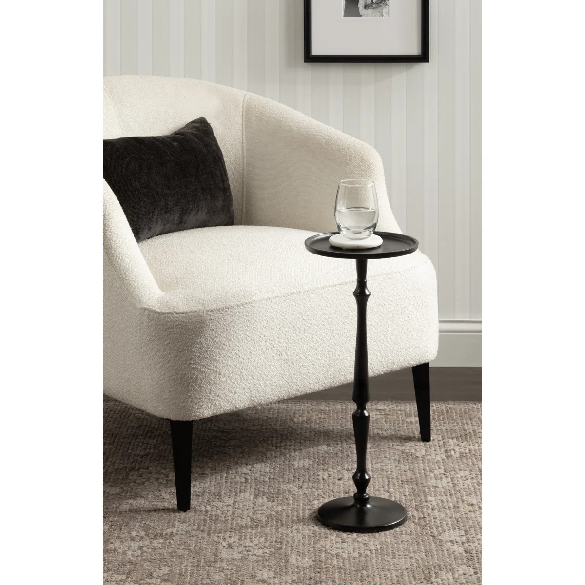 Carling Round Metal Drink Table with Ornate Candlestick Design | Wayfair North America