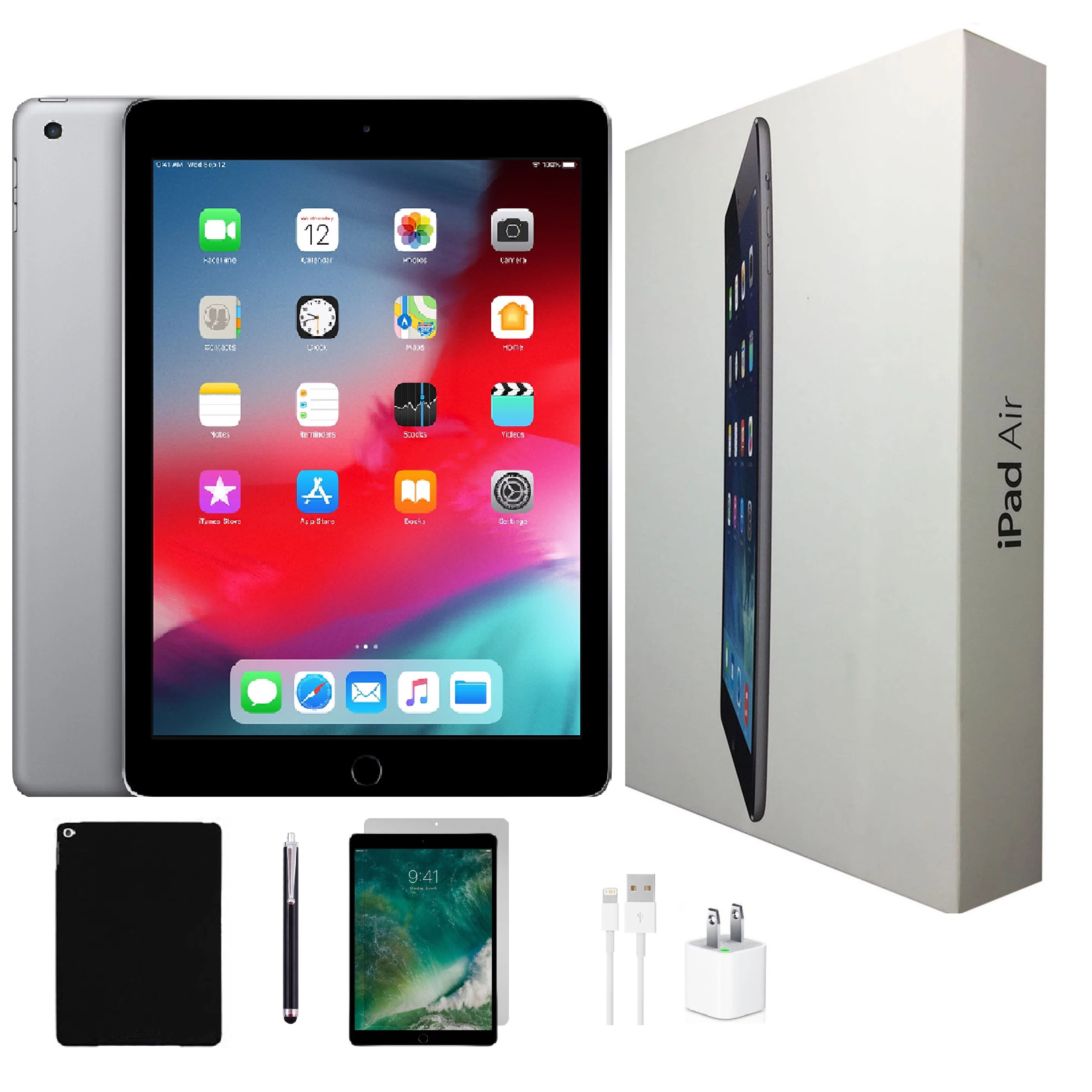 Apple iPad Air 2 64GB Space Gray Wi-Fi Only Bundle: Tempered Glass, Case, Charger & Stylus Pen Co... | Walmart (US)