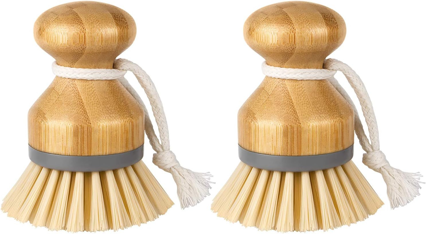 MR.SIGA Bamboo Palm Brush, Scrub Brush for Dishes Pots Pans Kitchen Sink Cleaning, Pack of 2 | Amazon (US)