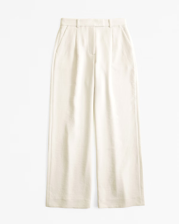 Curve Love A&F Harper Tailored Premium Crepe Ultra-Wide Leg Pant | Abercrombie & Fitch (UK)