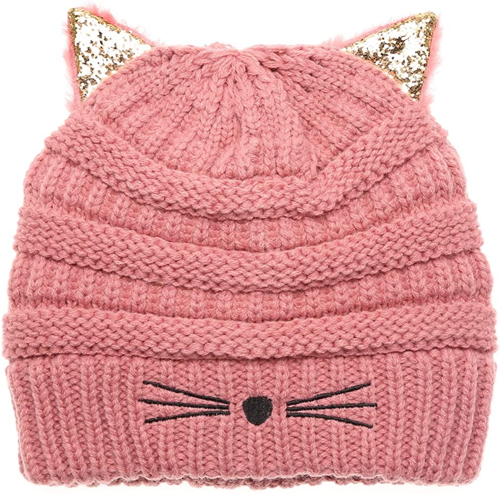 MIRMARU Kids Boys & Girls Winter Soft Warm Knitted Beanie Hat with Faux Fur Pom Pom for Ages 7-12 | Amazon (US)