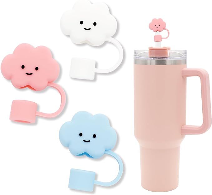 3Pcs 0.4in Diameter Cute Silicone Straw Covers Cap, Compatible with Stanley 30&40 Oz Tumbler, Cut... | Amazon (US)