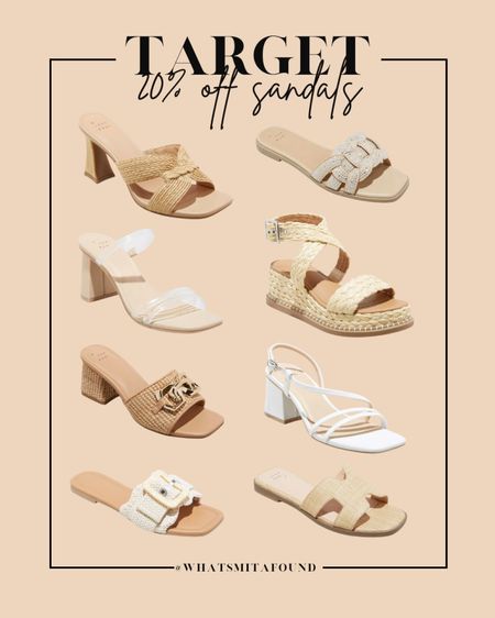 Take 20% off Target sandals! Target sandals, spring sandals, summer sandals, raffia sandals, straw sandals, heeled sandals, white sandals, slide sandals, strappy sandals, block heels, raffia heels, straw heels, neutral sandals, affordable sandals, trendy sandals, rhinestone sandals, nude sandals, buckle sandals, platform sandals, clear sandals

#LTKshoecrush #LTKsalealert #LTKfindsunder50