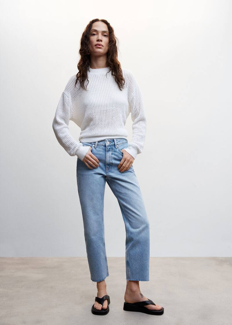 Frayed hem straight jeans -  Women | Mango United Kingdom | MANGO (UK)