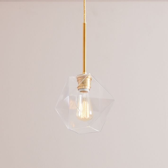 Sculptural Glass Faceted Pendant - Clear | West Elm (US)